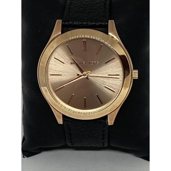 Michael Kors Runway MK3197 Unisex Black Leather Analog Dial Quartz Watch JK427 - Picture 2 of 12